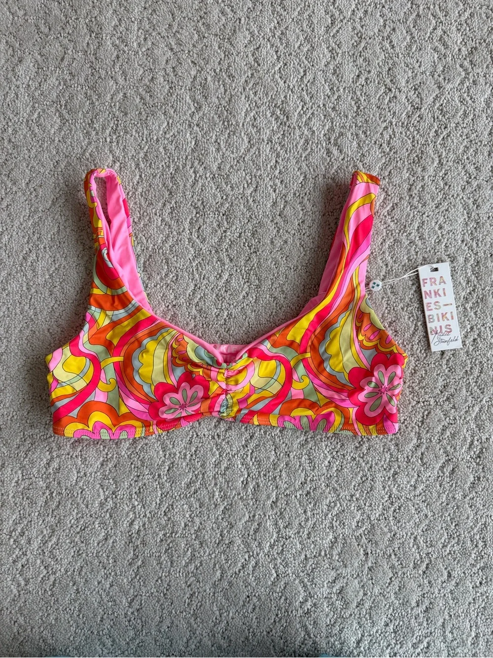 Frankie's Bikinis Pink Multi Floral Print Swim Top